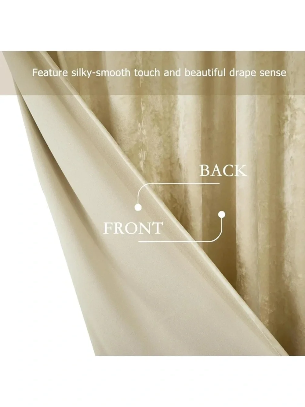 Luxe Velvet Rod-Pocket Curtain Panels in beige 100x96in